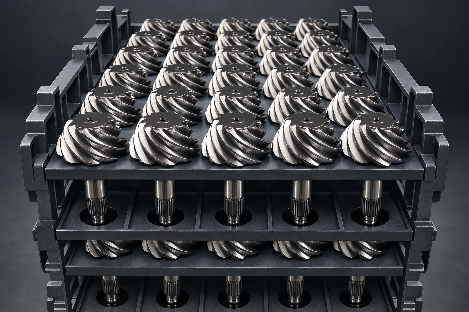 Spiral bevel gears presented as a studio collection